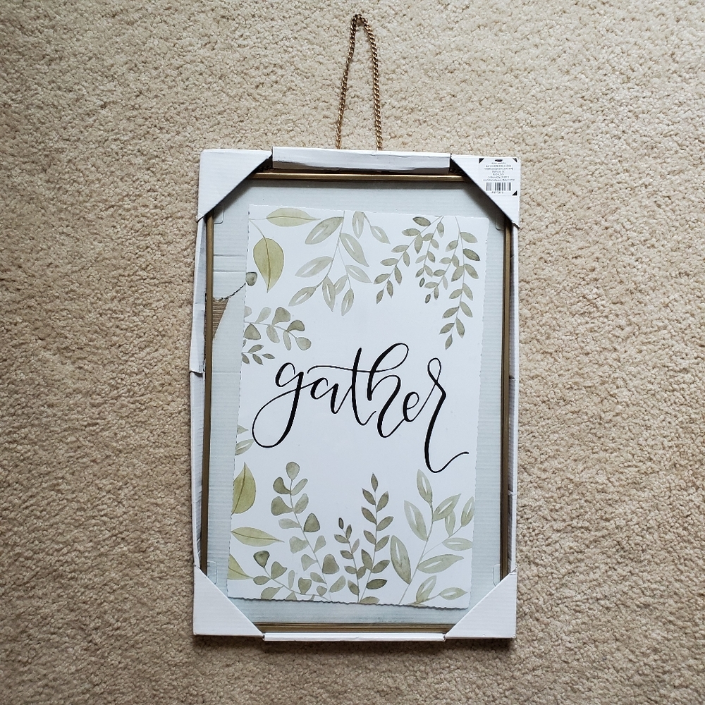 Gather Foliage Glass Wall Decor - Watercolor Art